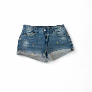 Y2K Smiley medium blue Denim Shorts - Women's